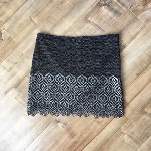 Black/silver Free People mini skirt - size 8 (EUC)